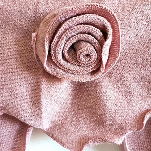 Scarf Dusty Rose Scallop Edges Gathered Centre Rose Boho Gypsy Soft Flowy Unique - Picture 5 of 6
